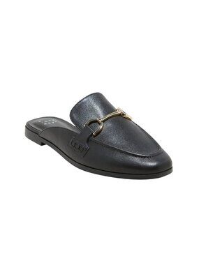 NWT A New Day Sandy Mule Slip On Buckle Faux Leather Flats Black / Gold 9.5M